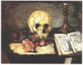 Bodegón con vela de calavera y libro Paul Cezanne